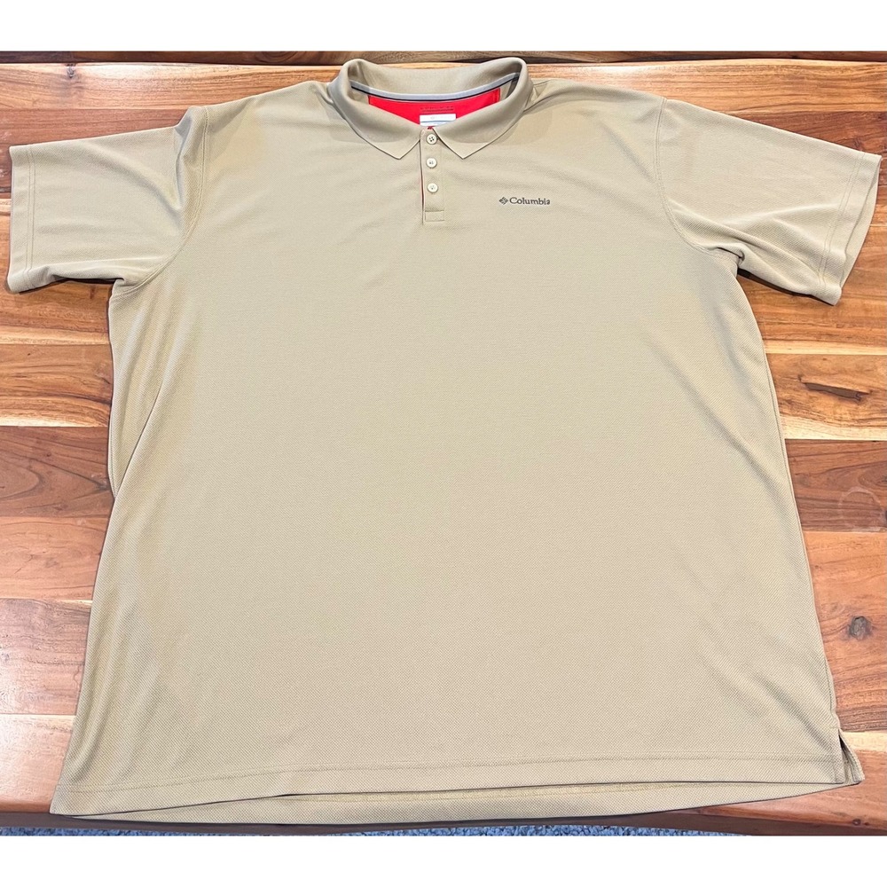 Columbia Omni-Wick Polo Shirt Mens 3XLT Tan Khaki Short Sleeve Performance Golf